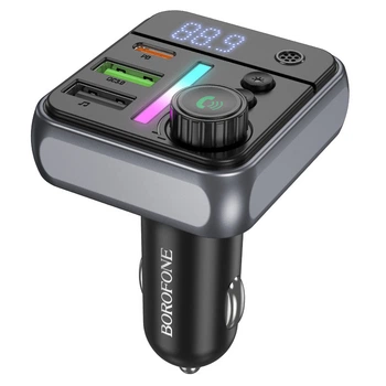Автомобільний FM-Трансмітер модулятор BOROFONE BC50 Ascenso |BTV5.4, 38W, 2USB+Type-C| Чорний