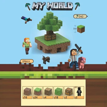 Магнитный конструктор Майнкрафт Minecraft Остров + Дерево + человечки 64 деталей, магнитные блоки minecraft