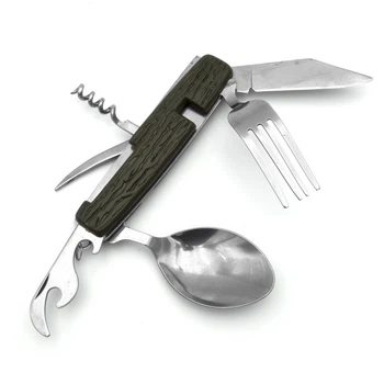Мультитул туристический с ложкой и вилкой RIAS 5562 6в1 Green (7_01270)