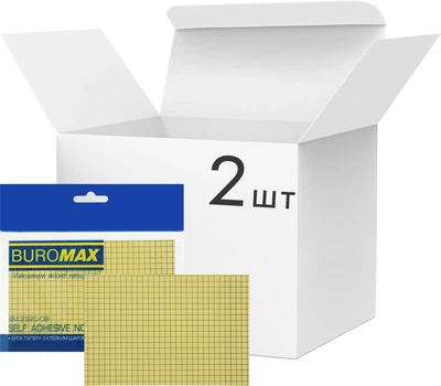 Упаковка бумаги для заметок Buromax в клетку с клейким слоем 100x150 мм 100 листов х 2 шт Желтая (BM.2320-08.2)