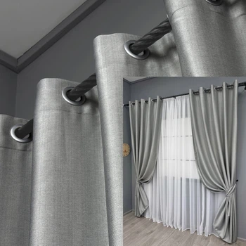 Комплект штор на люверсах VR-Textil Шенилл однотонный № 1689ш Светло-серый 150х250 см 2 шт (37-0244)