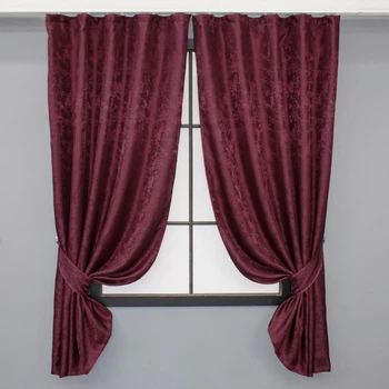 Комплект коротких штор VR-Textil Жаккард Мрамор Al1 № 1302ш Бордовый 130х170 см 2 шт (35-0254)