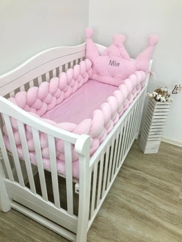 Бортик коса в дитяче ліжечко Carus Textile 300 см х 22 см (рожева)