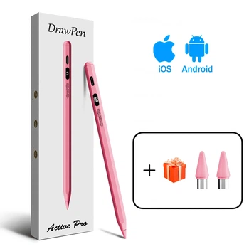Стилус стильный модный с дисплеем DrawPen Active Pro для iPhone iPad Android планшета телефона сенсорного экрана подарок девочке женщине ученице для рисования письма учебы заметок творчества скетчей художественный дизайнерский рисовальный розовый (21014)