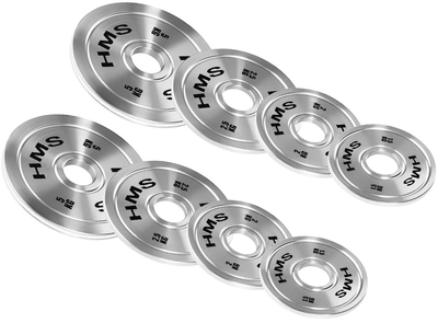 Набір каліброваних сталевих олімпійських тарілок HMS TOS 2 x 1.5 - 5 кг загальною вагою 22 кг (5908261683275)