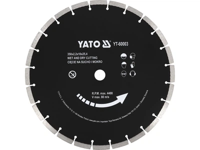 Диск алмазный сегментный по бетону Ø= 350x 25,4 мм. t= 3,4 мм YATO (YT-60003)