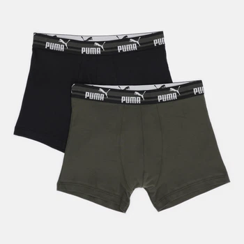 Набір трусів боксерів чоловічих бавовняних Puma Elements Men Bold Logo Boxers 93874905 M 2 шт Dark Green (8720245834766)