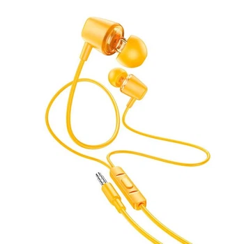 Дротові навушники HOCO M107 Discoverer universal earphones with mic, 3.5mm, 1.2m, yellow