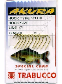 Поводки Trabucco Mais Special Carp крючок №2, леска 0,3мм 1,5м, 10шт