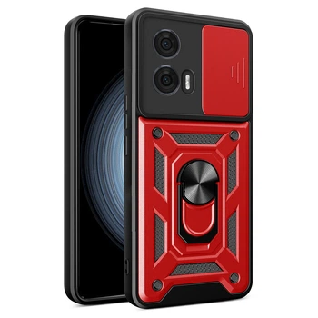 Чохол Hide Shield для Motorola Edge 50 Fusion протиударний бампер з підставкою кільцем Red