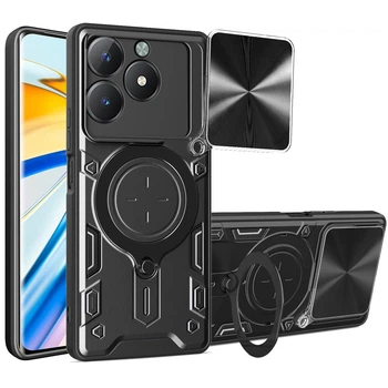 Чехол Magnetic Shield для Realme C63 / RMX3939 бампер противоударный с подставкой кольцом Black