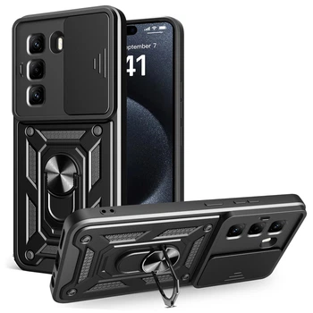 Чехол Hide Shield для Infinix Hot 50 Pro / X6881 бампер противоударный с подставкой кольцом Black