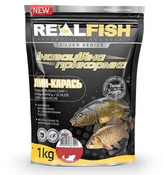 Підгодовування Real Fish Лінь-Карась Червоний-хробак 1кг