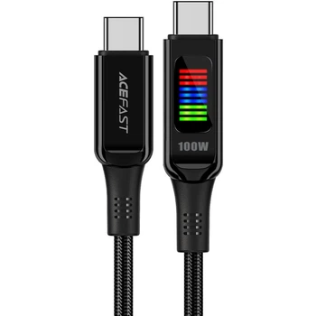 Кабель Acefast C7-03 USB 2.0 Type-C to Type-C 1.2 м 100W with display Black (6974316282778)