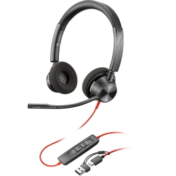 Проводная гарнитура наушники с микрофоном Poly BlackWire C3320 M USB-C + USB-C/A Adapter HS Stereo Black (8X220AA)
