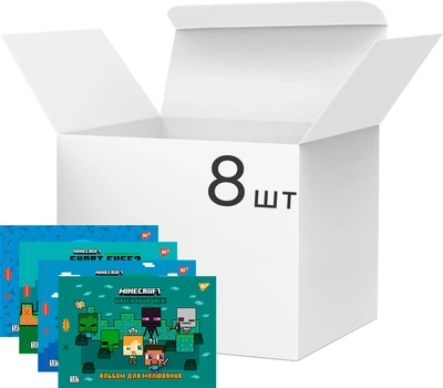 Набор альбомов для рисования YES Minecraft на скобе с перфорацией А4 100 г/м² 12 листов х 8 шт (130595) (4823092289483)