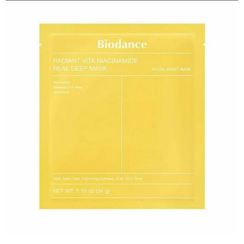 Гидрогелевая маска с ниацинамидом Biodance Radiant Vita Niacinamide Real Deep Mask 1шт