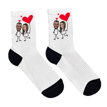 Шкарпетки Ponty Shop з фото «Закохані» Дитячі розмір 12-22 Білі
