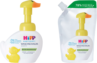 Набор HiPP Babysanft Пенка для умывания и мытья рук 250 мл + Наполнитель 250 мл (42241287/42241294)