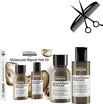 Набір по догляду за волосся L’Oreal Professionnel Paris Absolut Repair Molecular Шампунь 100 мл + Сироватка 75 мл (3474637285753)