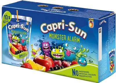 Набір Сік фруктовий Capri-Sun Monster Alarm Капрізон Обережно Монстри Тетрапак з трубочкою Бігпак Блок 10шт 2000мл