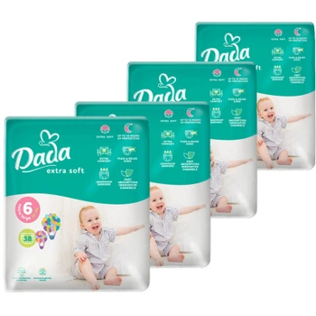 Подгузники Dada Extra Soft Extra Размер 6 Large (16+ кг) 4 упаковки по 38 шт (152 шт) (4820174989576)
