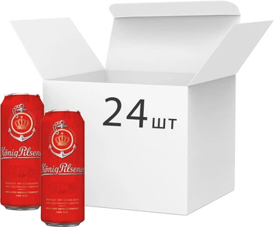 Упаковка пива Konig Pilsener светлое фильтрованное 4.9% 0.5 л x 24 шт (4100770305551_4100770005550)