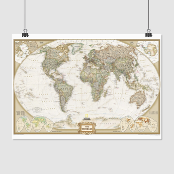 Постер "Географічна карта світу (англ), World Map" A0 75x106 см (id1208)