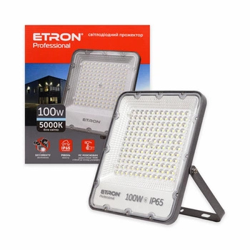 Світлодіодний прожектор ETRON Professional 100W IP65 5000K 1-ESP-234 — потужний LED прожектор для вуличного та зовнішнього освітлення
