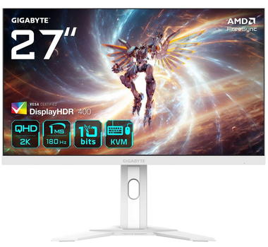 Монітор 27" Gigabyte iтор M27QA ICE Gaming Monitor White QHD IPS 180Hz (M27QA ICE Gaming Monitor)