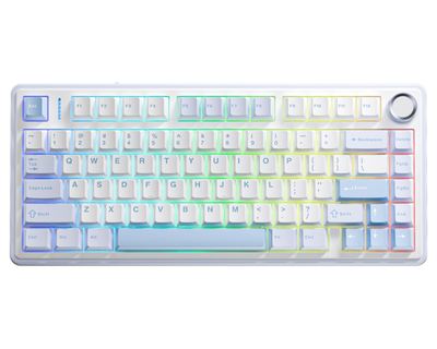 Клавиатура игровая механическая Aula Mechanical F-75 wireless White-Blue ENG/UKR Gasket Greywood V3 switch Hot-Swap 2.4G/Bluetooth