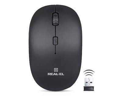 Мышка беспроводная REAL-EL RM-301 Wireless Black для ноутбука (227221)