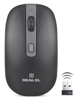 Мышка беспроводная REAL-EL RM-303 Black/Grey для ноутбука (211343)