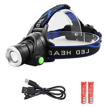 Фонарь налобный PLD-V9-F-4XPE(RGB), 2x18650, ЗУ Type-C, zoom, Box