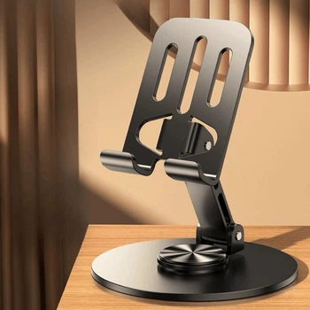 Універсальна підставка тримач для смартфонів Rotating Aluminum Stand 360° Black
