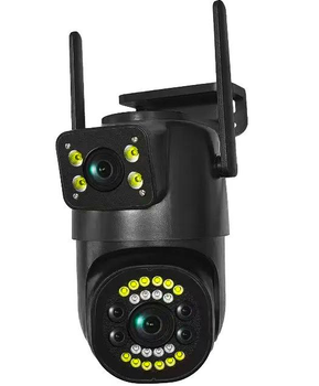 Вулична камера відеоспостереження PTZ 2L V21 4G V380Pro з двома обʼєктивами WiFi Чорна (127-14-16949)