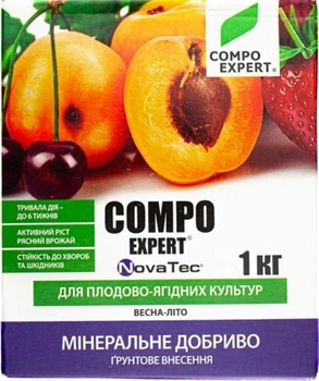 Удобрение Компо Ф Эксперт Новатек для плодово-ягодных культур,15-3-20 (весна-лето), 1 кг 67283