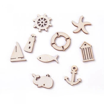 Кабошоны/Подвески Дерево, Морской Микс, Светло-коричневый, 10-24.5x9.5-26x2.5мм, 20 шт