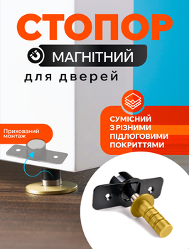 Стопор для дверей ограничитель открывания двери скрытый стоппер дверной фиксатор магнитный напольный стопер 28 мм золото магнитные (FDP2801)