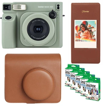 Подарунковий набір Камера для миттєвого друку Fujifilm Wide 400 Camera EX D / Коричневий чохол / Картриджі на 50 фото / Коричневий фотоальбом на 64 фото