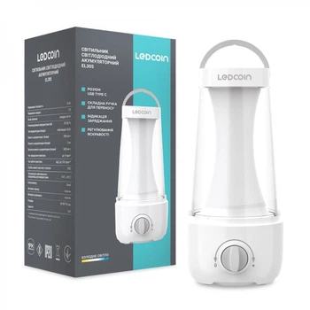 Аккумуляторный светодиодный светильник Ledcoin EL305 10W белый 2х1800mAH 85*85*192мм (переносной фонарь с аккумулятором)