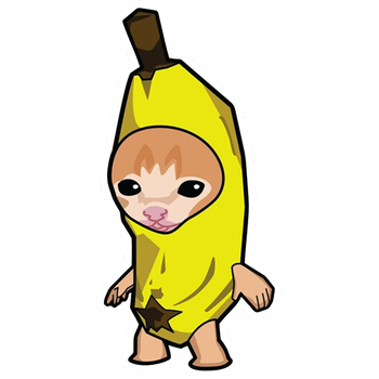 Наклейка без фону на авто, мото, ноутбук Banana cat сумний кіт мем. Стікер вологостійкий 10х4см
