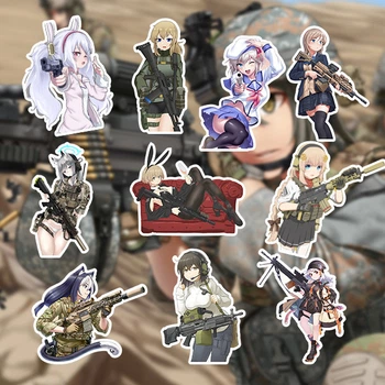 Набір вологостійких стікерів 10шт Anime military 6 наклейки на авто, мото, ноутбук
