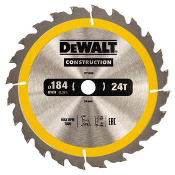 Диск пильный по дереву DeWALT СONSTRUCTION 184х16мм (DT1939)