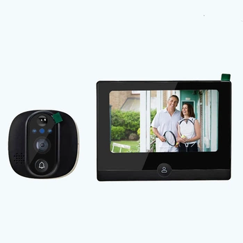 Видео домофон глазок USafe W1 Wi-Fi ip с датчиком движения, 4,3 дюйма Tuya черный