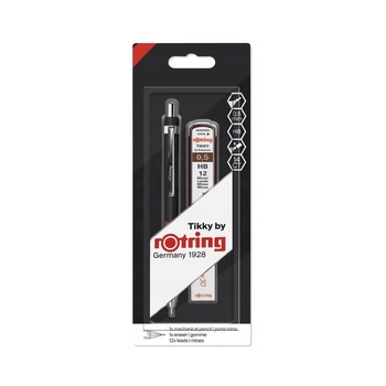 Подарочный набор Rotring TIKKY Black PCL 0,5 + Грифели 0,5мм HB (12) + Ластик Tikky 30 блистер R1904817
