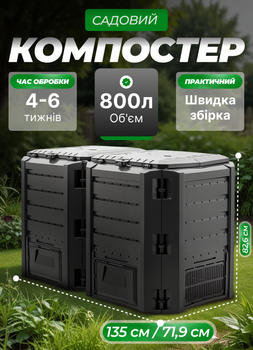 Компостер Prosperplast 800 л компостер для сада 2х модульный Черный (PIKSM800C-S411)