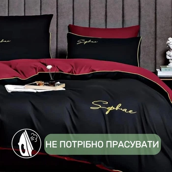 Постельное белье Евро KOLOCO Sophae сатин (40676) Черный с красным