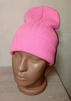 Шапка чулок вязаная шапка унисекс в рубчик One size розовая (BN-rose)
