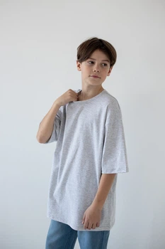 Футболка для хлопців "Oversize" АвексТекс 03-8020-83 146 см світло-сірий меланж